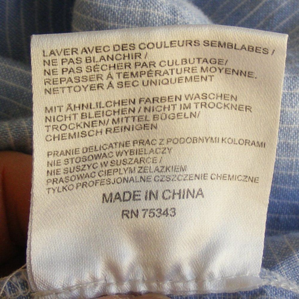 MALVIN Linen Dress, M, Blue, thin white stripe, Mini, Pockets, Sash belt - Picture 13 of 14